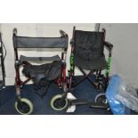 A COOPERS LIGHTWEIGHT FOLDING PUSH WHEELCHAIR with foot rests and sperate cushion together with a