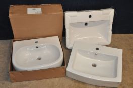 FOUR WHITE MODERN SINKS of various sizes and styles (one boxed)