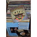 A BOX OF APPROXIMATELY EIGHTY TWO LPS AND FIVE SINGLES RECORDS, including Beatles Magical Mystery