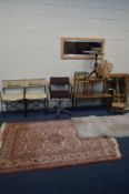 A QUANTITY OF OCCASIONAL FURNITURE, to include a pair of Isabella metal and fabric director's