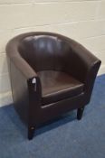 A BROWN LEATHERETTE TUB CHAIR, together with a quantity of miscellaneous, including an oval giltwood