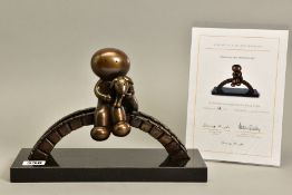 DOUG HYDE (BRITISH 1972) 'WATCHING THE WORLD', a limited edition bronze sculpture of a boy and dog