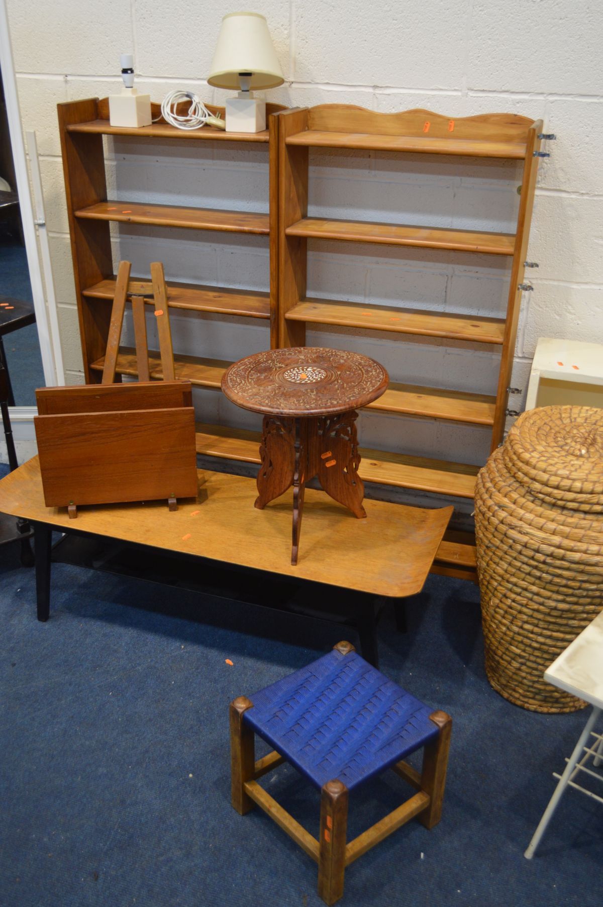 A QUANTITY OF OCCASIONAL FURNITURE, to include two beech open bookcases, mid 20th century oak and - Image 3 of 4