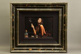 FABIAN PEREZ (ARGENTINA 1967) 'THE SINGER', a portrait of a female figure in a bar, signed bottom