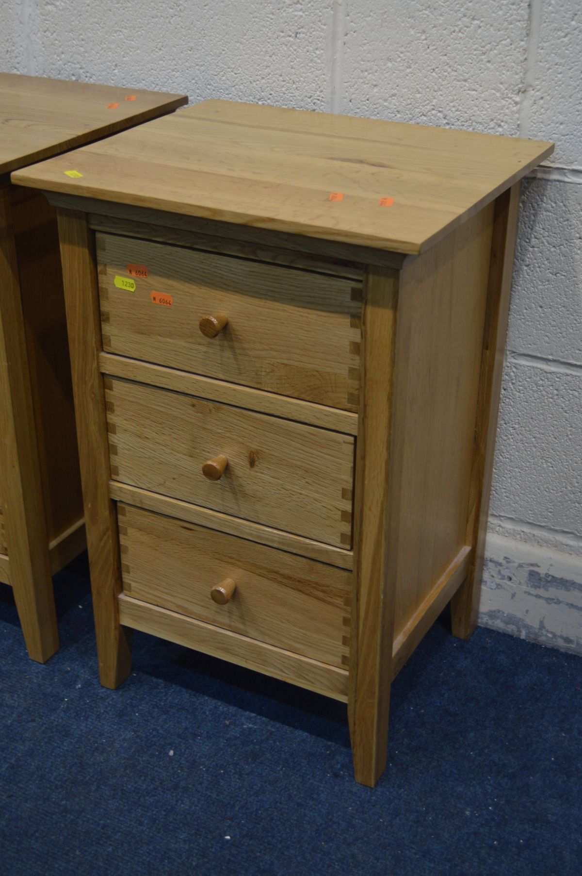 A PAIR OF SOLID LIGHT OAK THREE DRAWER BEDSIDE CABINETS - Image 2 of 2