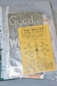 WOLVERHAMPTON WANDERERS FOOTBALL PROGRAMMES, a collection of approximately eighty five programmes (