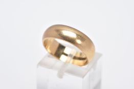 A 9CT GOLD WIDE BAND, of a plain polished design, hallmarked 9ct gold Birmingham, ring size L,