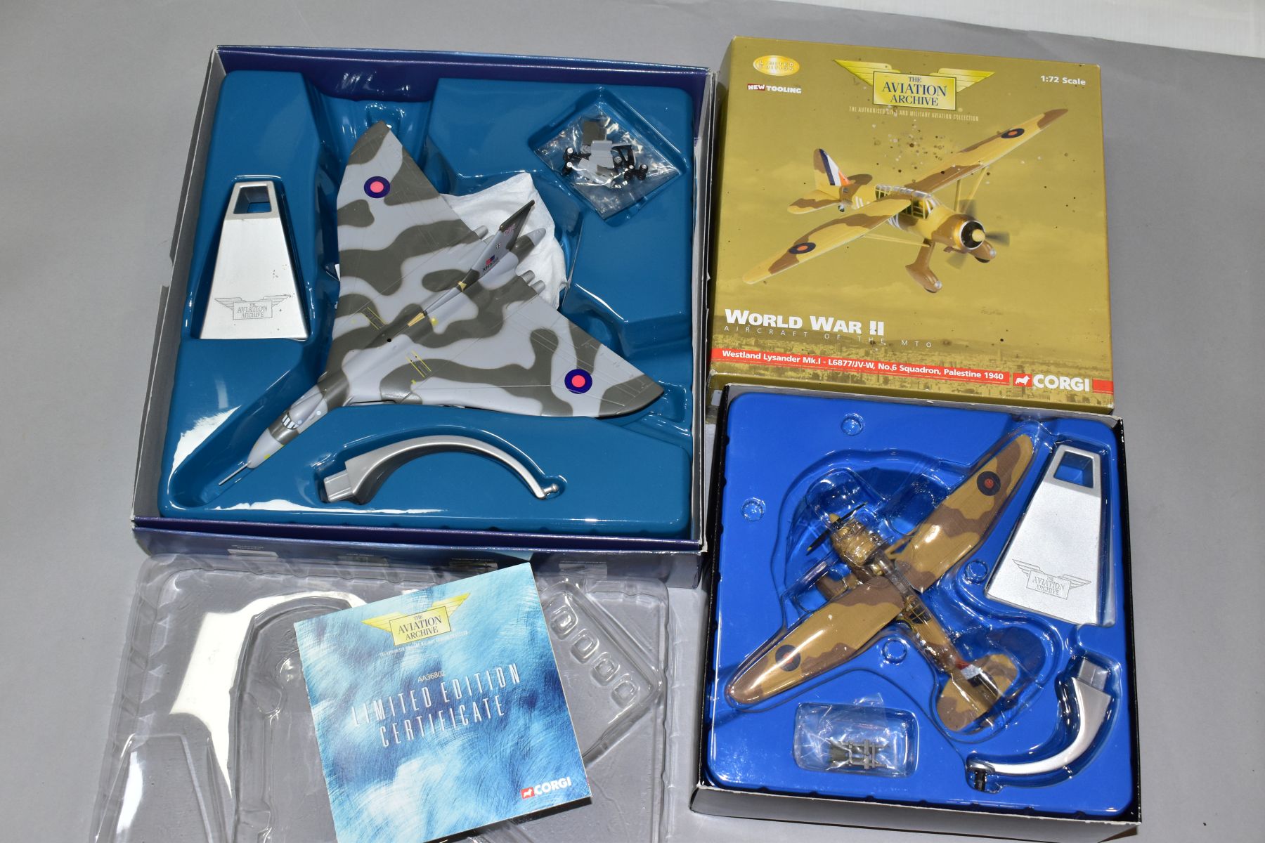 TWO BOXED CORGI TOYS AVIATION ARCHIVE MODELS, Westland Lysander MKI, No AA36802, complete with