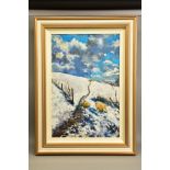 TIMMY MALLETT (BRITISH CONTEMPOARY) 'SNOWY FLOCK', a winter landscape with sheep, signed bottom