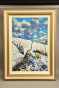 TIMMY MALLETT (BRITISH CONTEMPOARY) 'SNOWY FLOCK', a winter landscape with sheep, signed bottom