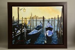 STEPHEN COLLETT (BRITISH CONTEMPORARY) 'VENICE LXI' a Venetian scene featuring gondolas, signed