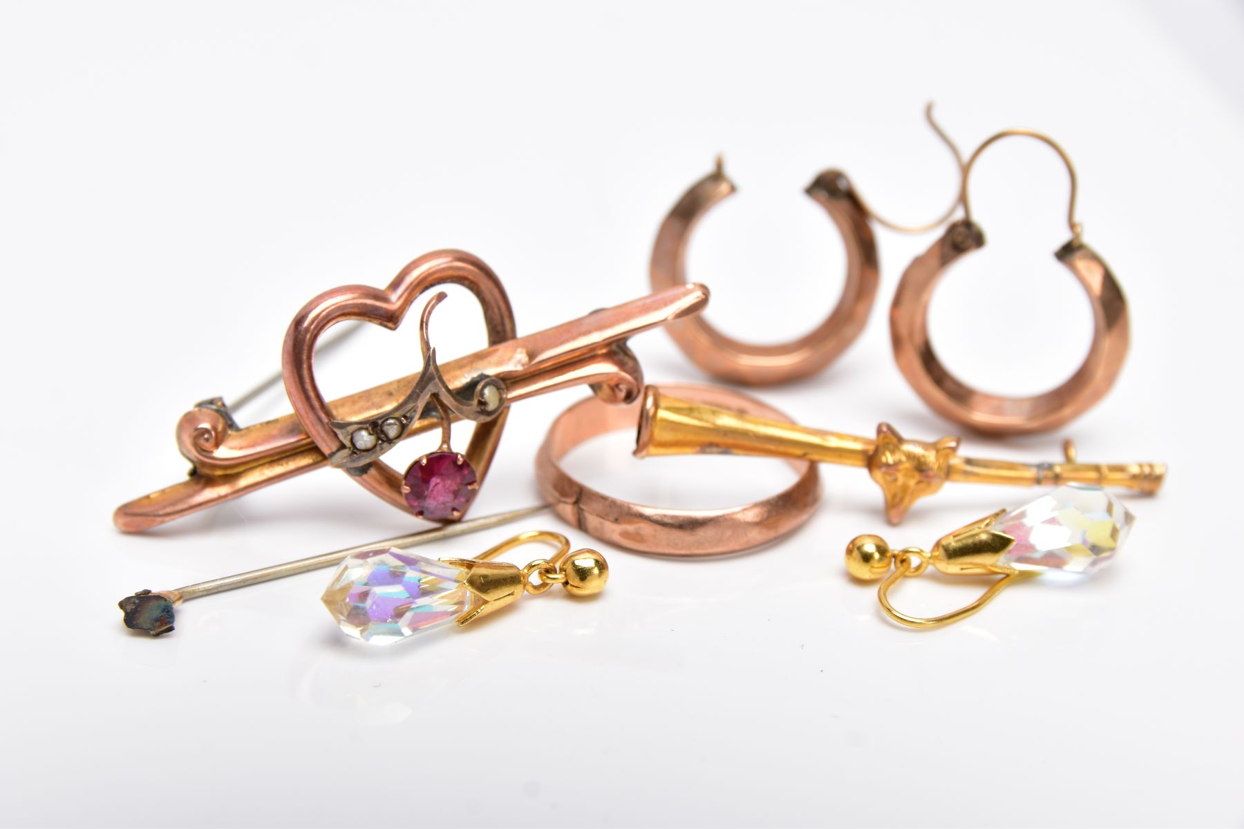 A SELECTION OF JEWELLERY, to include a 9ct rose gold wedding band, hallmarked 9ct gold Birmingham, - Image 2 of 3