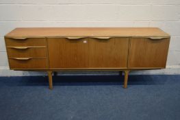 TOM ROBERTSON FOR MCINTOSH, A TEAK SIDEBOARD, with three graduated drawers, the top drawer with