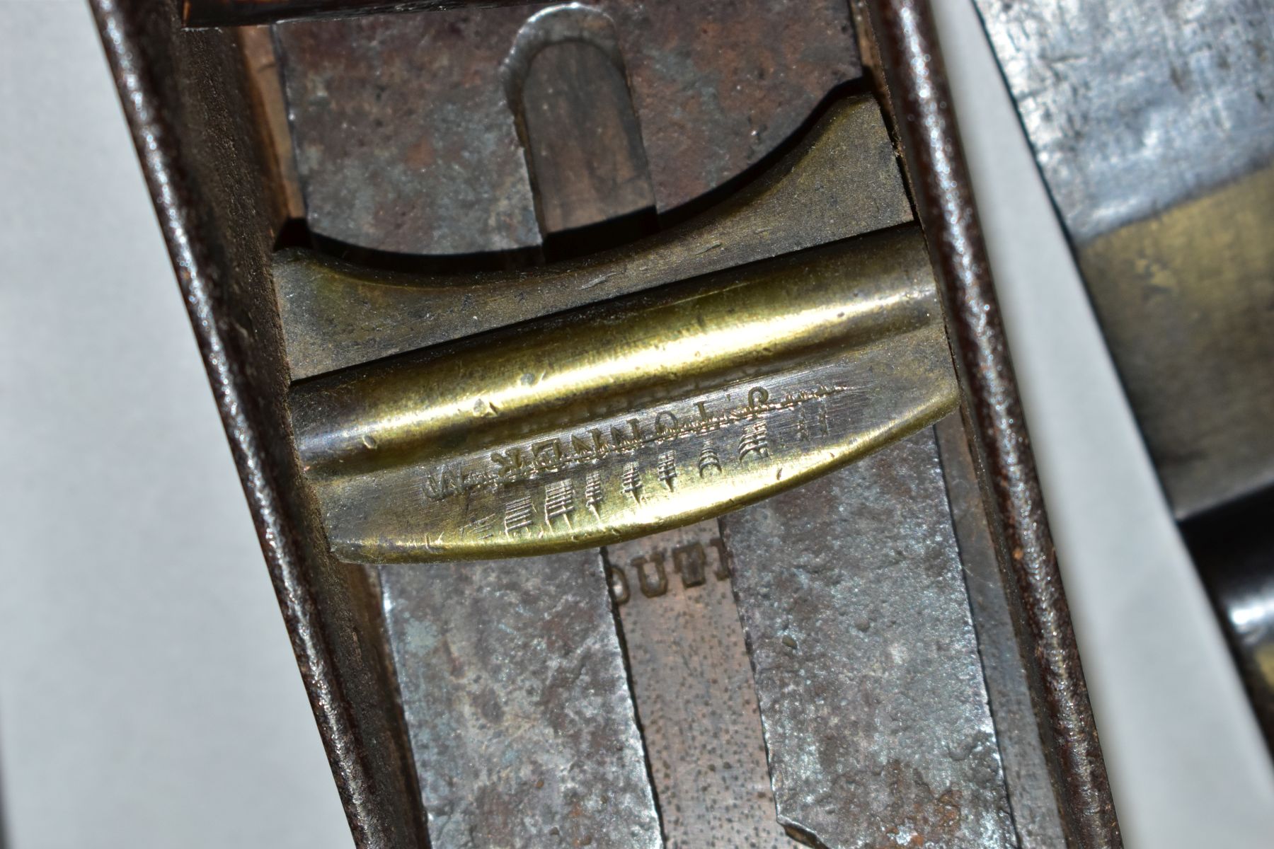 THREE VINTAGE STEEL PLANES including an 8'' dovetailed mitre plane with ebony wedge, a G. - Image 9 of 9