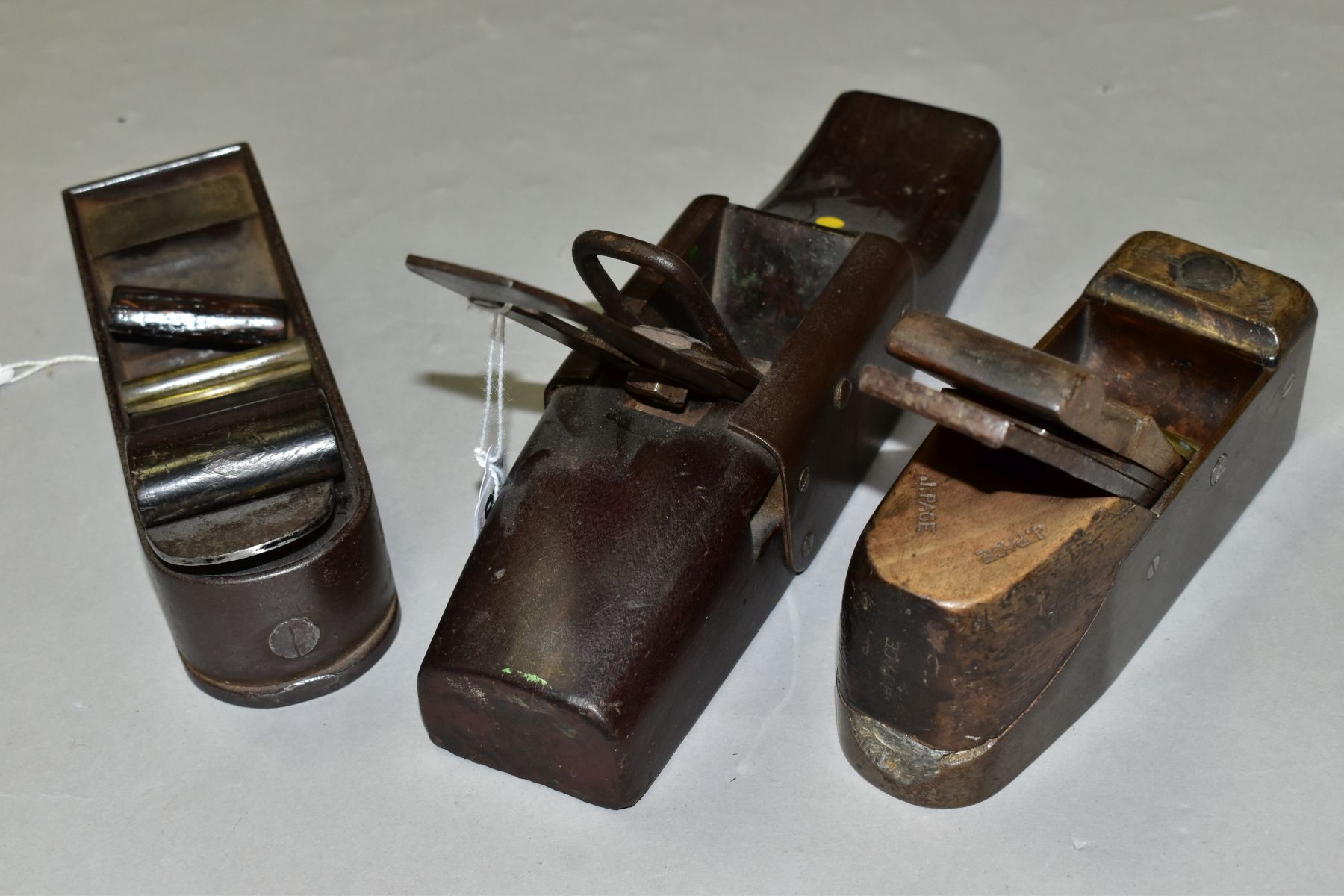 THREE VINTAGE STEEL PLANES including an 8'' dovetailed mitre plane with ebony wedge, a G. - Image 6 of 9