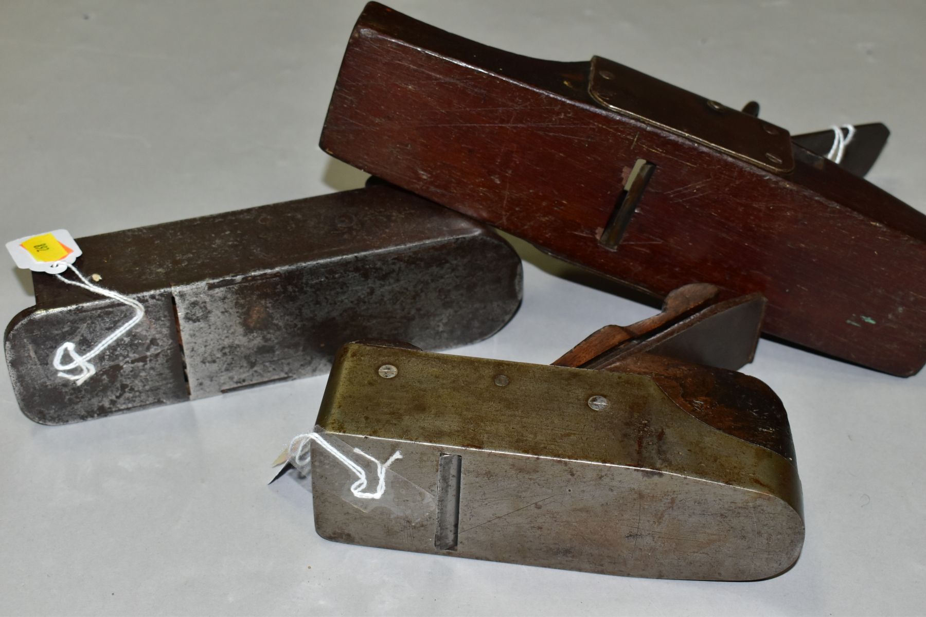 THREE VINTAGE STEEL PLANES including an 8'' dovetailed mitre plane with ebony wedge, a G. - Image 5 of 9