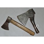 A GILPIN 6 INCH FELLING AXE, with an 8 inch handle and a Rubis 4 inch fan tail hatchet with a