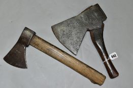 A GILPIN 6 INCH FELLING AXE, with an 8 inch handle and a Rubis 4 inch fan tail hatchet with a