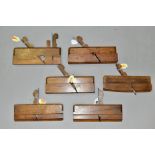 SIX GABRIEL MOULDING PLANES, including a pair of boxed Snipe Bills, a 2¼ inch Ogee, etc