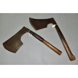 TWO VINTAGE SOCKET AXES, both with curved heads, one with a 7'' edge and 19'' in length, the other