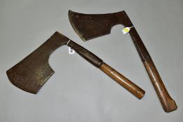 TWO VINTAGE SOCKET AXES, both with curved heads, one with a 7'' edge and 19'' in length, the other