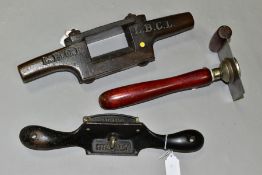 A STANLEY NO.80 CABINET SCRAPER (repair to handle), a LBCL Coopers Scraper and an American made