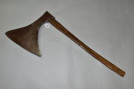 A LARGE VINTAGE SIDE AXE, with a 13½'' edge and 29'' in length, marked but indistinct