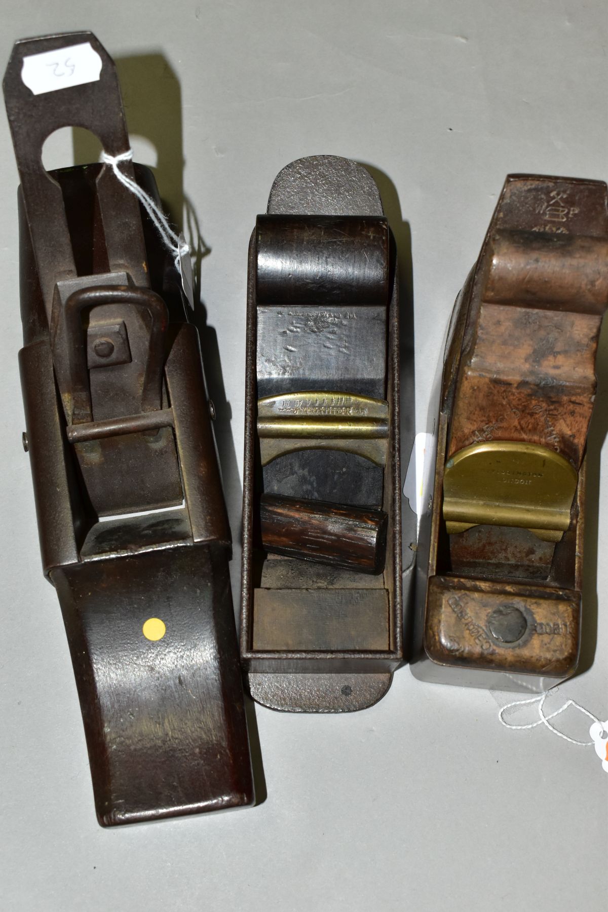 THREE VINTAGE STEEL PLANES including an 8'' dovetailed mitre plane with ebony wedge, a G. - Image 3 of 9