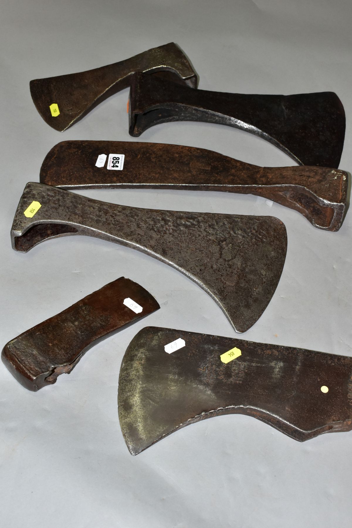 SIX VINTAGE AXE HEADS including an Elwell No 7 felling, a 9'' edge Trade 13½'' long, an 18th Century - Image 4 of 7