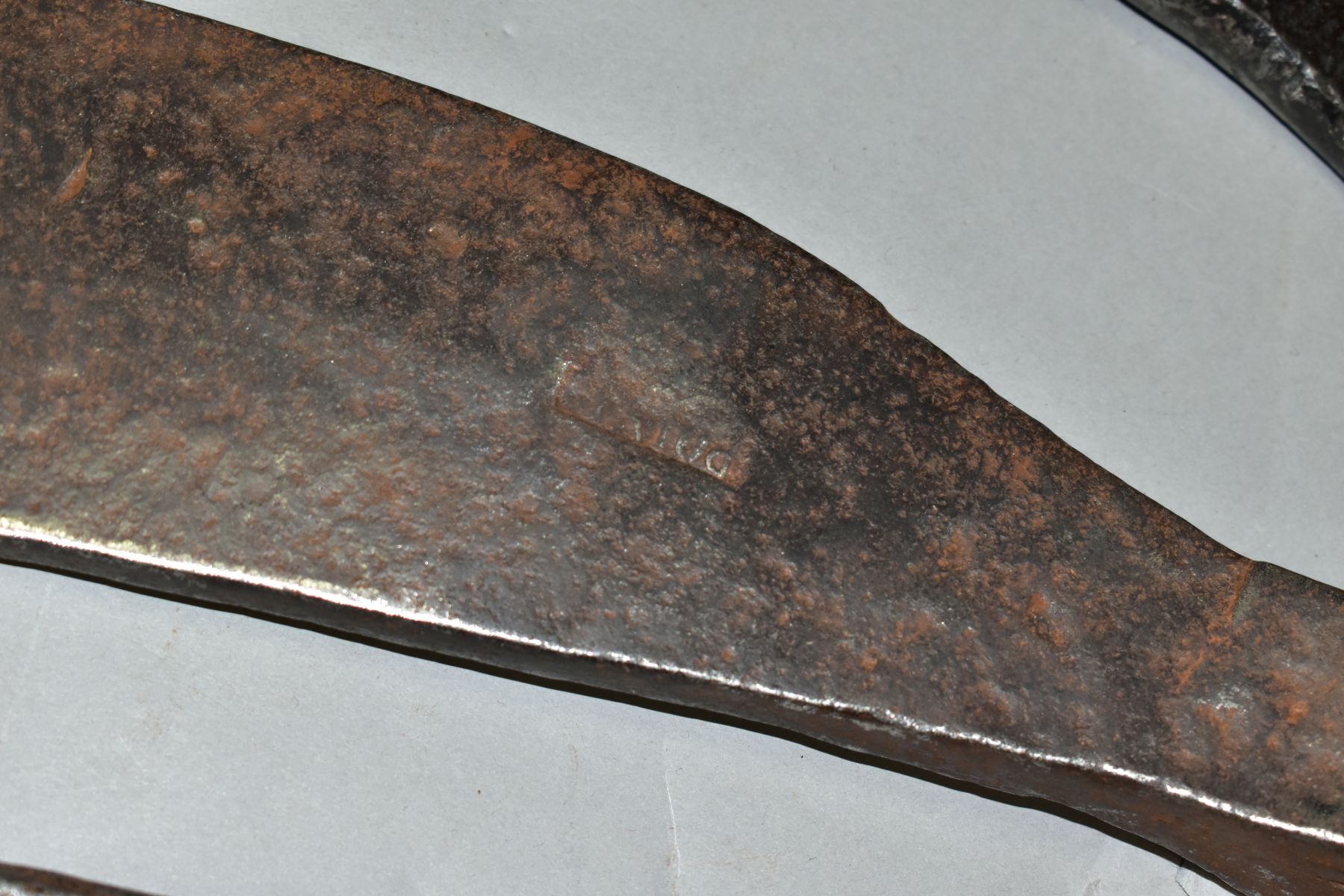 SIX VINTAGE AXE HEADS including an Elwell No 7 felling, a 9'' edge Trade 13½'' long, an 18th Century - Image 3 of 7