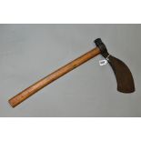 AN AXE WITH CURVED BLADE, 4'' edge and hammer poll 20'' long