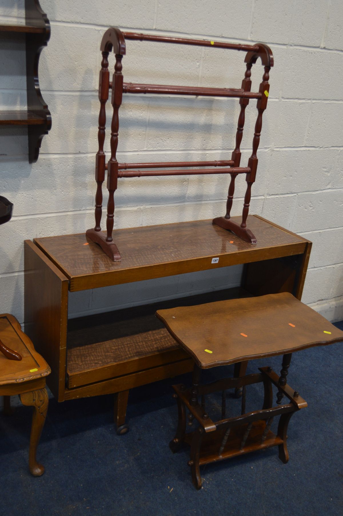 A BENTWOOD STYLE BEECH HAT STAND, height 182cm, along with a mahogany plate rack, coffee table, - Image 4 of 4