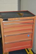 A TALCO METAL MECHANICS TOOL CHEST with six graduating drawers and 2 keys 67cm wide 46cm deep and