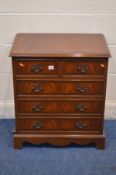 A SMALL MODERN MAHOGANY CHEST OF TWO SHORT OVER THREE LONG DRAWERS, width 63cm x depth 41cm x height