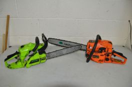A TIMBERWOLF 5800 CHAINSAW with a 50cm cut ( engine is tight to pull hasn't been started) and a
