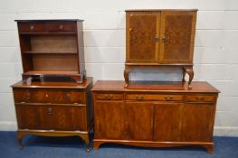 A YEWWOOD SIDEBOARD with three drawers, width 153cm x depth 44cm x height 83cm together with a