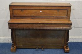 A REGENCY ROSEWOOD UPRIGHT PIANO, name indistinctly signed, of Paris, serial number 12102, with twin