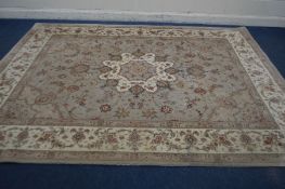 A G H FRITH FOLIATE GREY AND CREAM GROUND RUG, 306cm x 247cm (stained to underside)