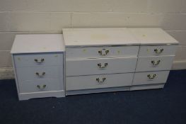 THREE VARIOUS WHITE CHEST OF DRAWERS, one missing mirrors
