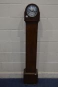 AN EARLY TO MID 20TH CENTIURY OAK GRANDDAUGHTER CLOCK, height 153cm (pendulum)