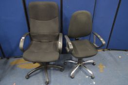 A SWIVEL OFFICE ARMCHAIR, and another office chair (2)