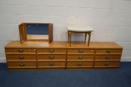 A G PLAN OAK DRESSING CHEST with a single mirror, and a matching low chest of six drawers, and an