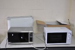 A TRICITY MICROWAVE WITH STAINLESS STEEL FRONT, a Tesco Basic Microwave with box and two Dimplex