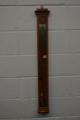 A MODERN MAHOGANY STICK BAROMETER, height 103cm