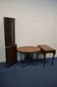 A GEORGIAN MAHOGANY PEMBROKE TABLE with a single drawer along with a Late Victorian walnut and