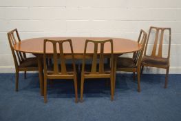 A NATHAN TEAK EXTENDING DINING TABLE, with a single additional leaf, length 206cm x closed 153cm x