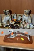 A GROUP OF ANIMAL/MAMMAL ORNAMENTS (MOSTLY CATS), to include Beswick Beatrix Potter 'Miss Moppet'