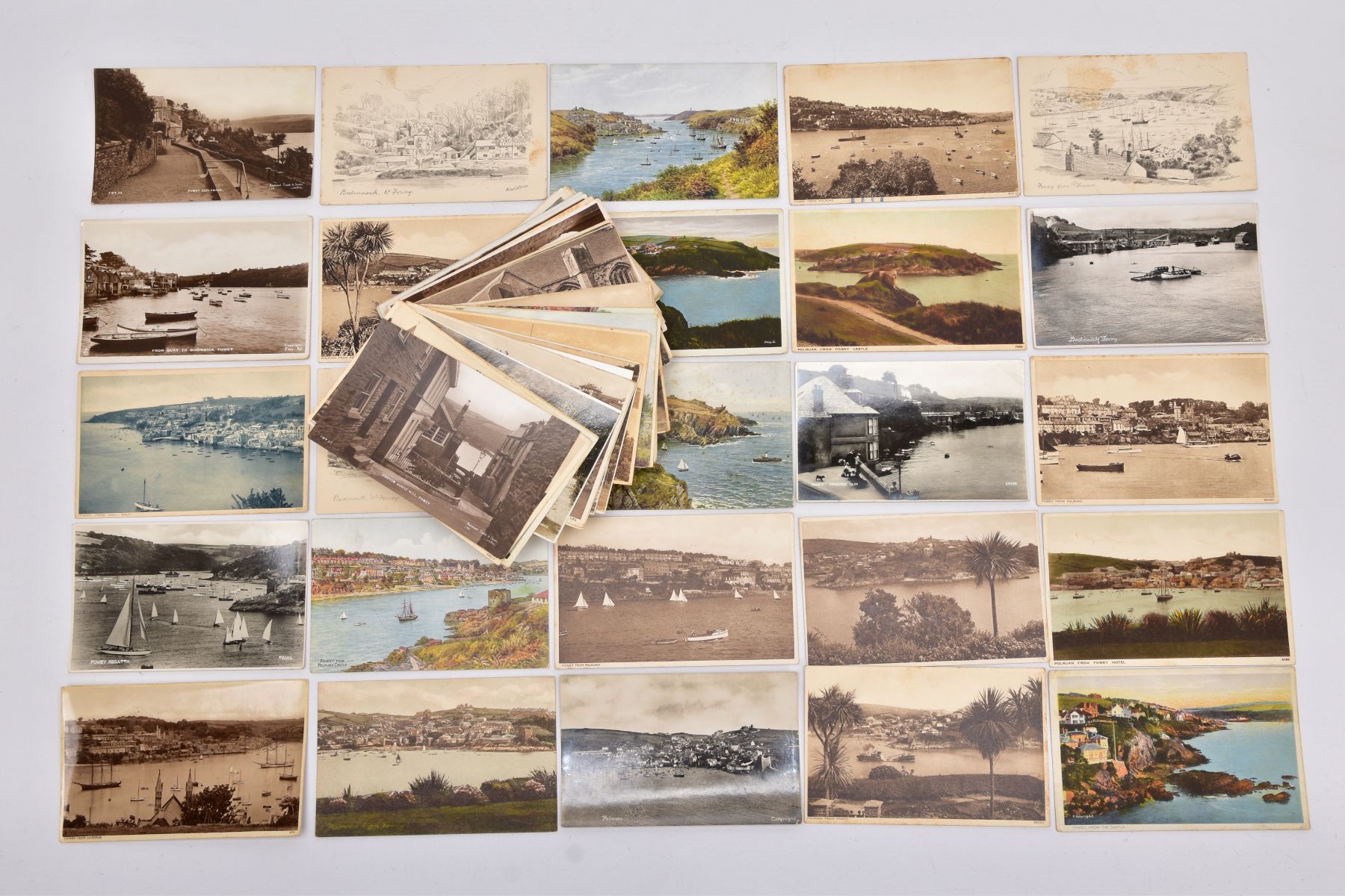 A FASCINATING LOT OF OVER SEVENTY FIVE POSTCARDS ALL FROM CORNWALL, which were sent by a US Naval