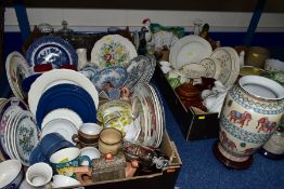 SIX BOXES AND LOOSE CERAMICS AND GLASSWARE, including a set of four Royal Worcester/Bradex Herbs