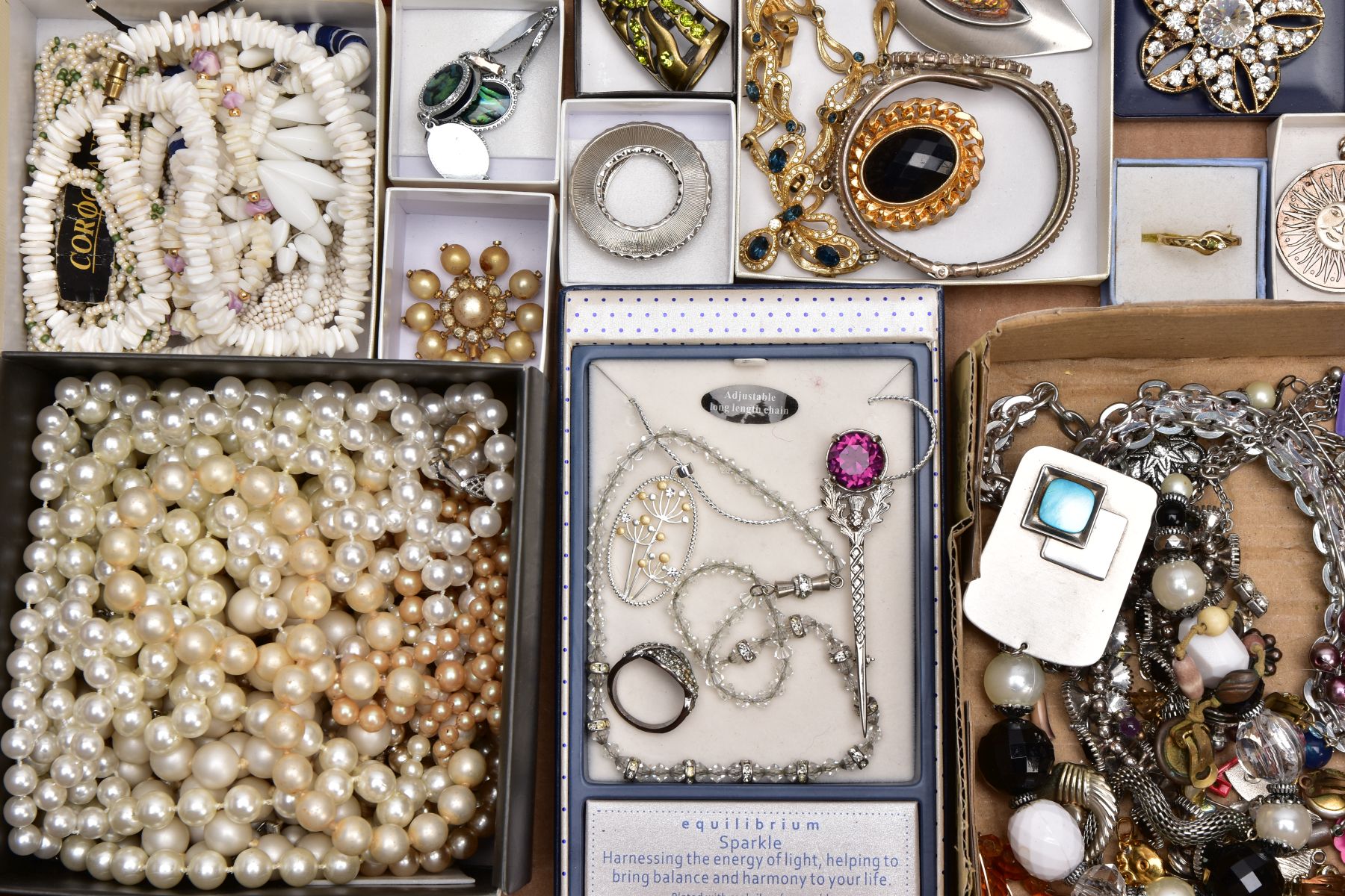 A BOX OF ASSORTED COSTUME JEWELLERY, to include pieces such as imitation pearl necklaces, a quantity - Image 5 of 5
